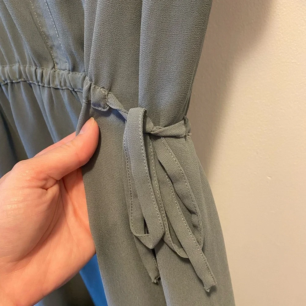 H&M Green Ruffled Ruched Midi Sundress - Picture 3 of 5